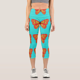Leggings Capri Mariposas amarillas y Naranjas
