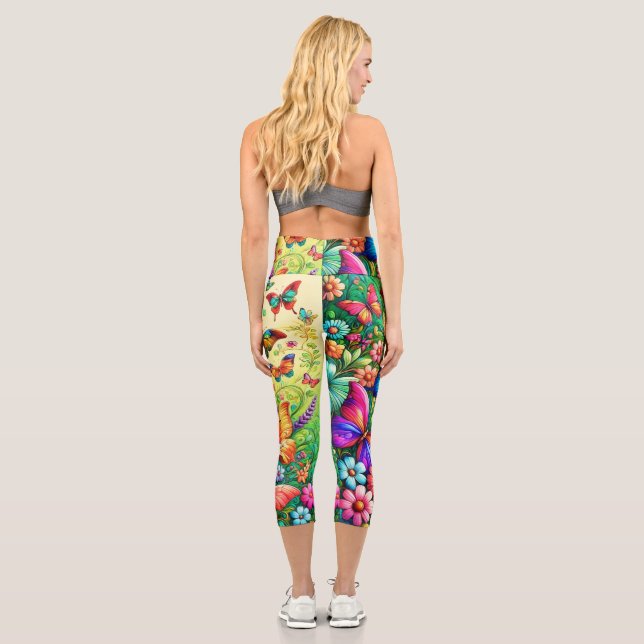 Leggings Capri Mariposas de Jardín caprichosas (Reverso)