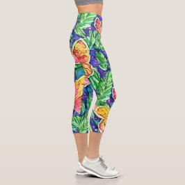 Leggings Capri Mariposas dibujadas a mano en la vegetación natura
