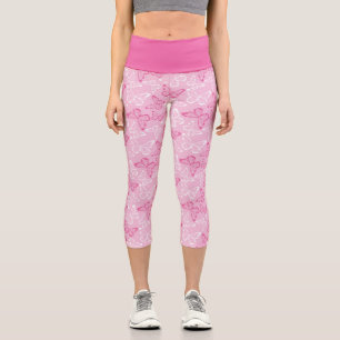 Leggings Capri Mariposas romanas rosas y blancas