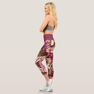 Leggings Capri Mariposas Y Rosas Decorativas De Collage