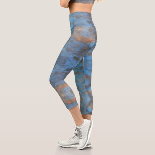 Leggings Capri mármol azul Alto Capris Waisted