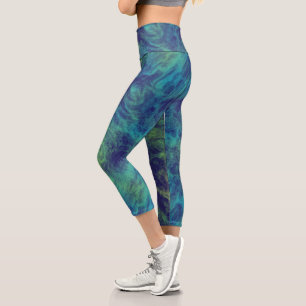 Leggings Capri Mármol azul, verde y turquesa Resumen