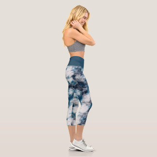 Leggings Capri Mármol azul y blanco