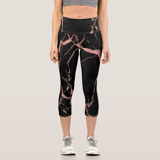 Leggings Capri Mármol negro rosa de lujo (Anverso)