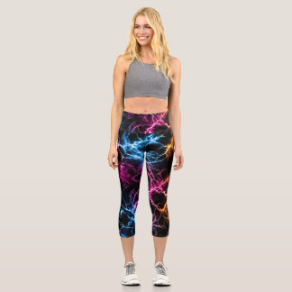 Leggings Capri Mármol Neon Lightning – Energía Eléctrica Sin Cost