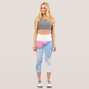 Leggings Capri Mármol rosa Capris de alta Waisted