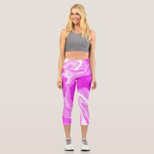 Leggings Capri Mármol rosa y blanco reluce el arte fluido