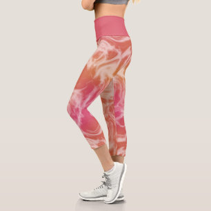 Leggings Capri Mármol rosa y naranja Resumen