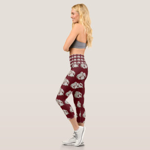 Leggings Capri Mármol roto abstracto arte moderno ciruela blanca