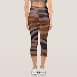 Leggings Capri Marrón Negro Neon Rayado