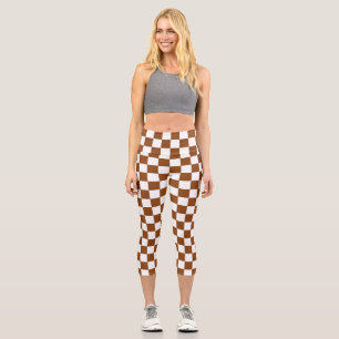 Leggings Capri Marrón y blanco controlados