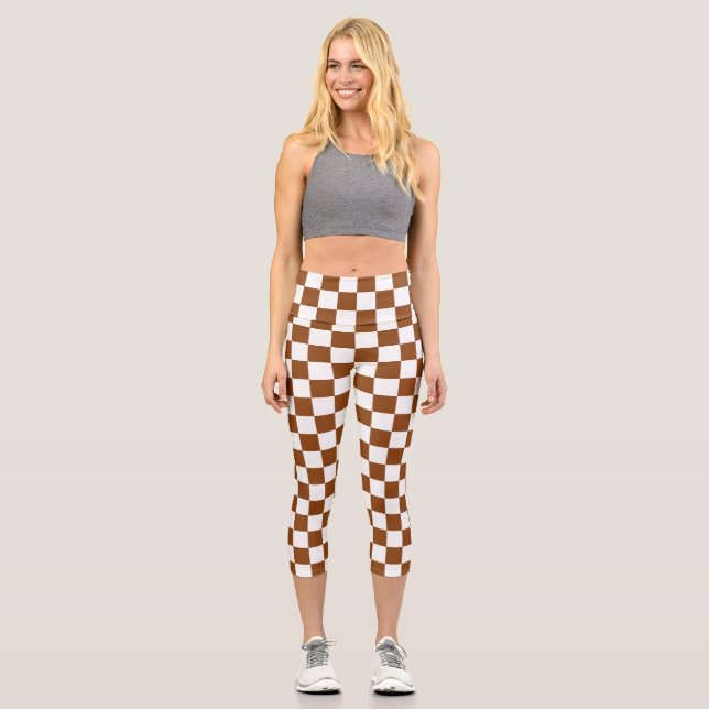 Leggings Capri Marrón y blanco controlados (Anverso)