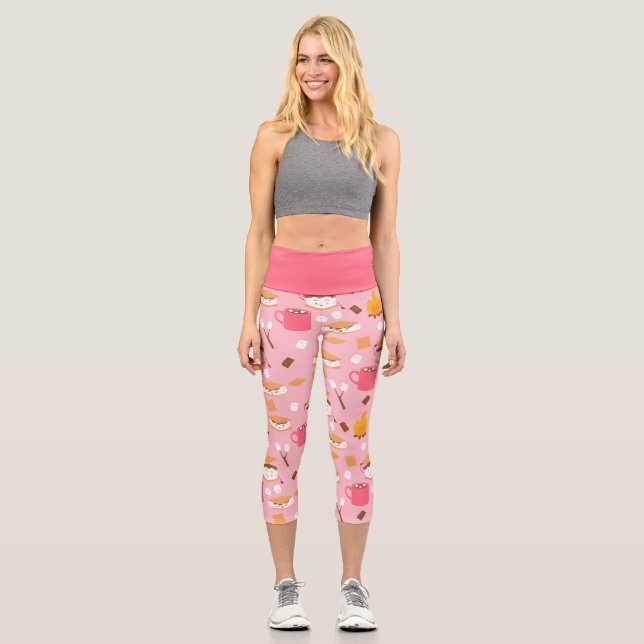 Leggings Capri marshmallow de hojalata de chocolate olor rosa (Anverso)
