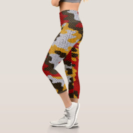 Leggings Capri Maryland Red & Black Turtle Camo Printed
