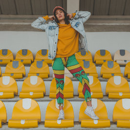 Leggings Capri Máscara de tiki azteca