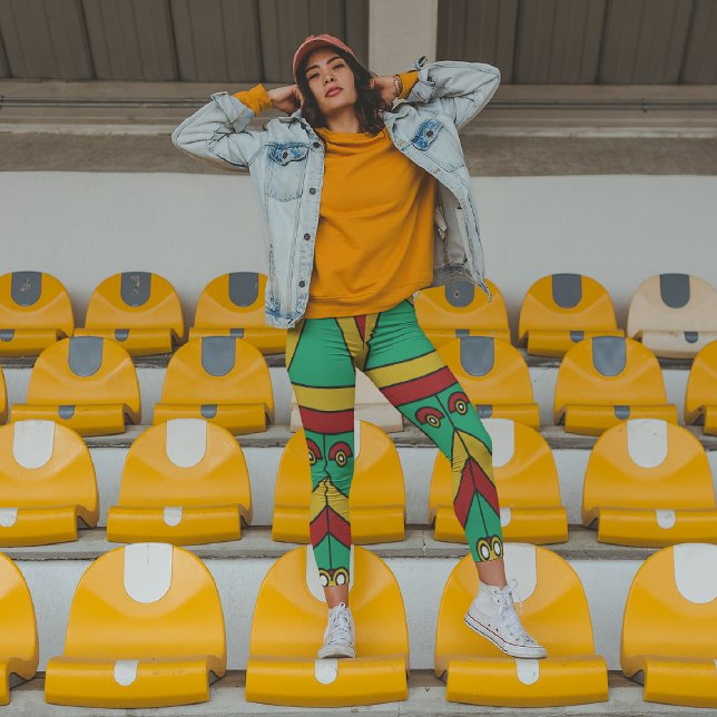 Leggings Capri Máscara de tiki azteca (Subido por el creador)