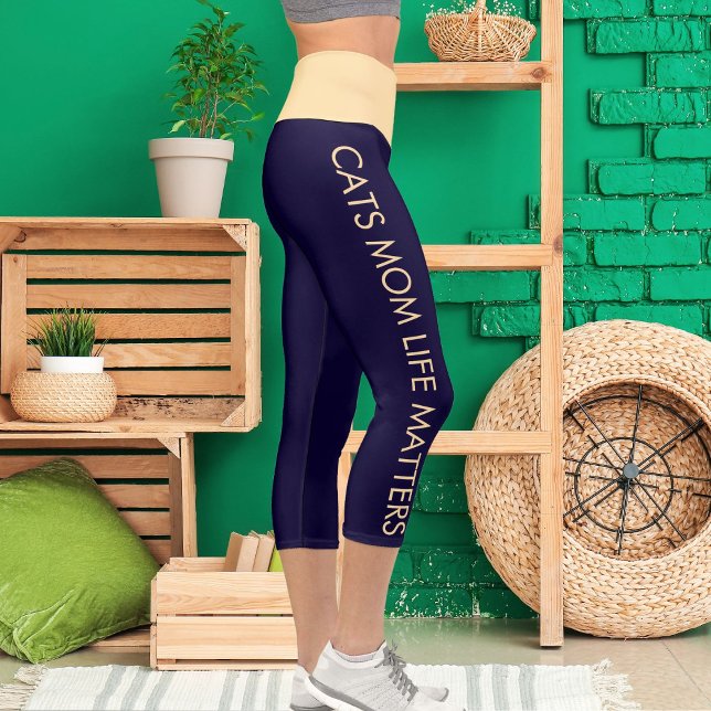 Leggings Capri Mascota azul de la Marina Beige Personalizado Nomb (Subido por el creador)