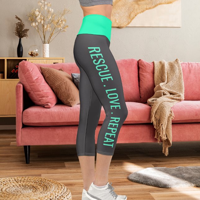Leggings Capri Mascota gris oscuro azul personalizado Cat Mom Str (Subido por el creador)