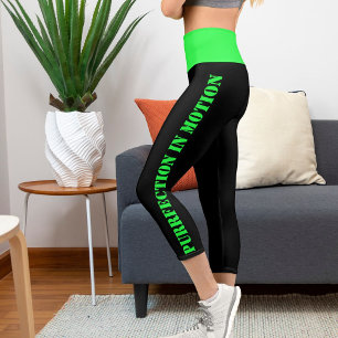 Leggings Capri Mascotas personalizados Green Black Grunge Edgy Lo