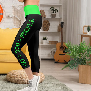 Leggings Capri Mascotas personalizados Green Black Grunge Edgy Lo