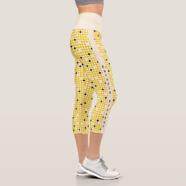 Leggings Capri Matriz de puntos - Amarillo Crema Negro-CON TEXTO