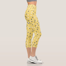 Leggings Capri Matriz de puntos - Amarillo Crema Negro-SIN TEXTO