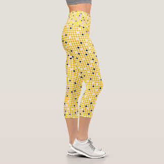 Leggings Capri Matriz de puntos - Amarillo Crema Negro-SIN TEXTO