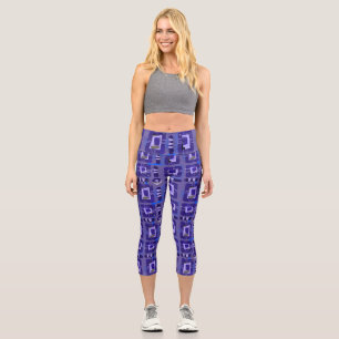 Leggings Capri Matriz étnica abstracta - Oliva azul malva