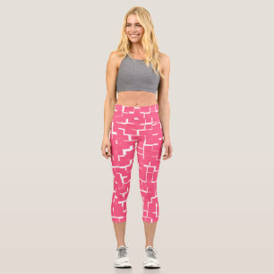 Leggings Capri Maze rosa y blanco, yoga, fitness,