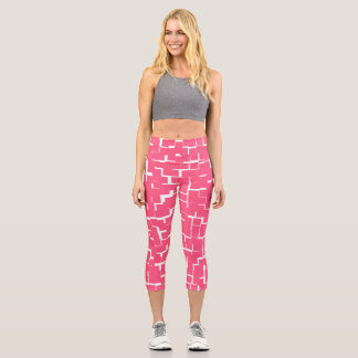 Leggings Capri Maze rosa y blanco, yoga, fitness,