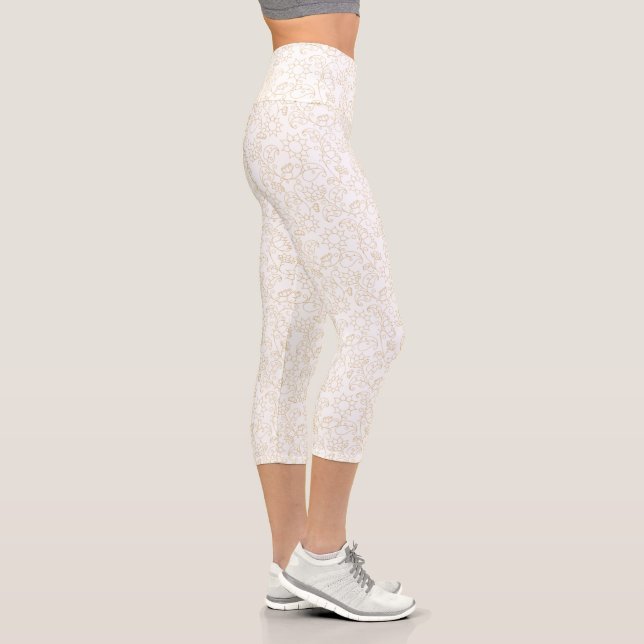 Leggings Capri Medias blancas con abstracto dorado (Derecha)