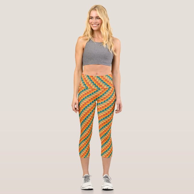 Leggings Capri medias capri con rayas en zigzag (Anverso)