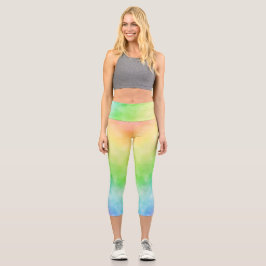 Leggings Capri Medias capri de color de luz de arcoíris de acuare