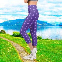 Leggings Capri Medias Capri de lunares morados