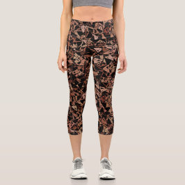 Leggings Capri Medias con patrón de triángulo negro marrón