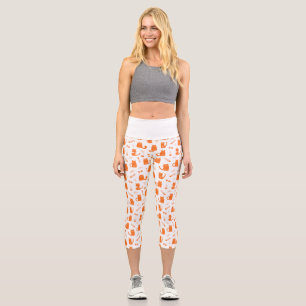 Leggings Capri Medias de Amante de Gato Naranja Lindo
