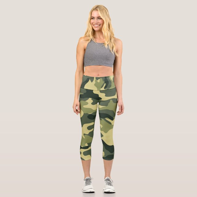 Leggings Capri Medias de estampado de camuflaje (Anverso)