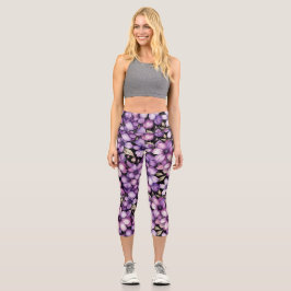 Leggings Capri Medias florales moradas