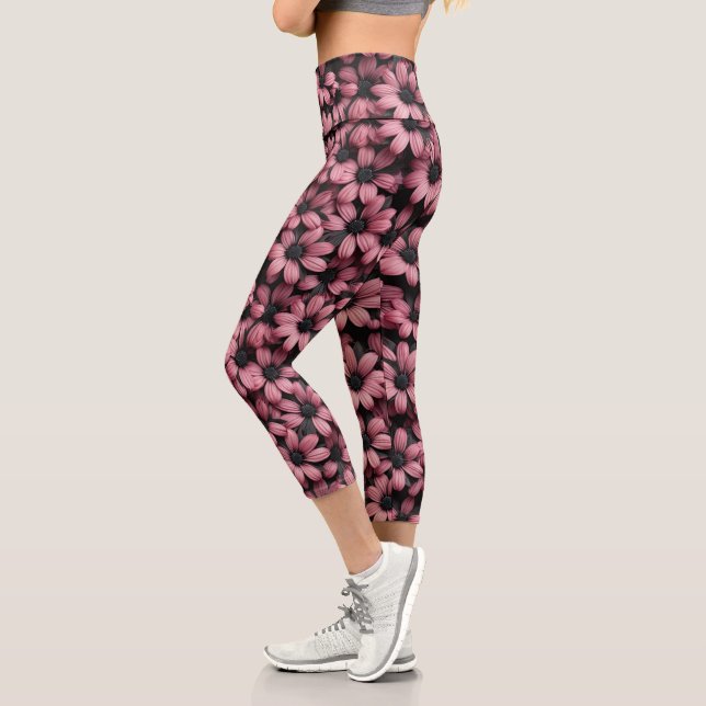 Leggings Capri Medias Florales Rosadas (Izquierda)