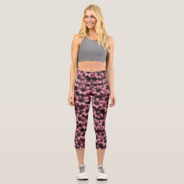 Leggings Capri Medias Florales Rosadas