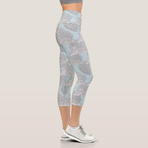 Leggings Capri Medias largas azules con estampado de tigre