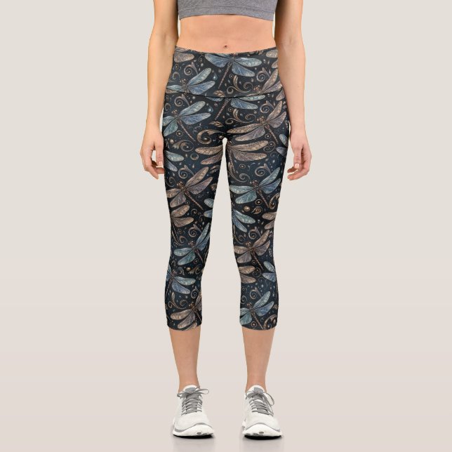 Leggings Capri Medias Metalizadas Libélulas (Anverso)