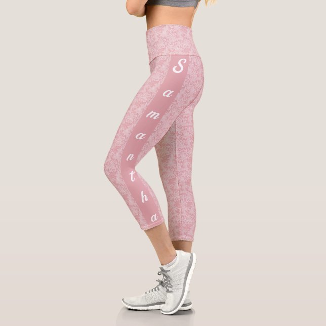 Leggings Capri Medias personalizadas de encaje gris y blanco (Izquierda)