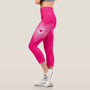 Leggings Capri Medias rosas con corazones
