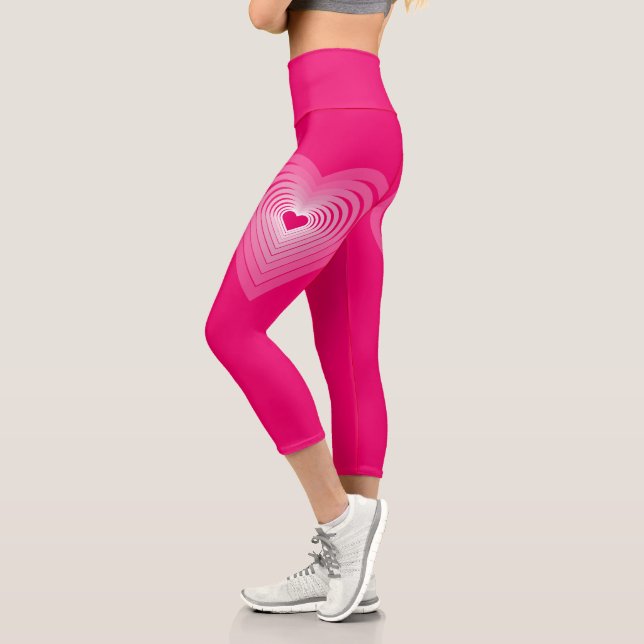 Leggings Capri Medias rosas con corazones (Izquierda)