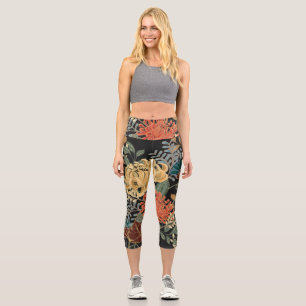 Leggings Capri Mehndi Tracery Tile: Diseño étnico sin problemas