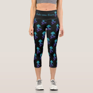 Leggings Capri Mermaid aqua azul sombría Esparkles Hacer algunas