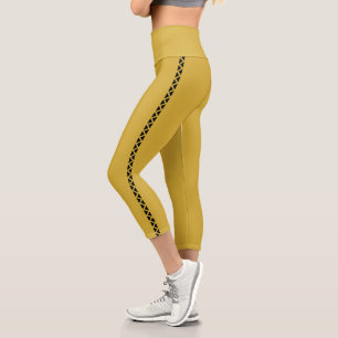 Leggings Capri MetallicGold con Franja Lateral Neg