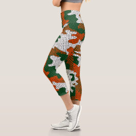 Leggings Capri Miami Storm green & Orange Camo Printed